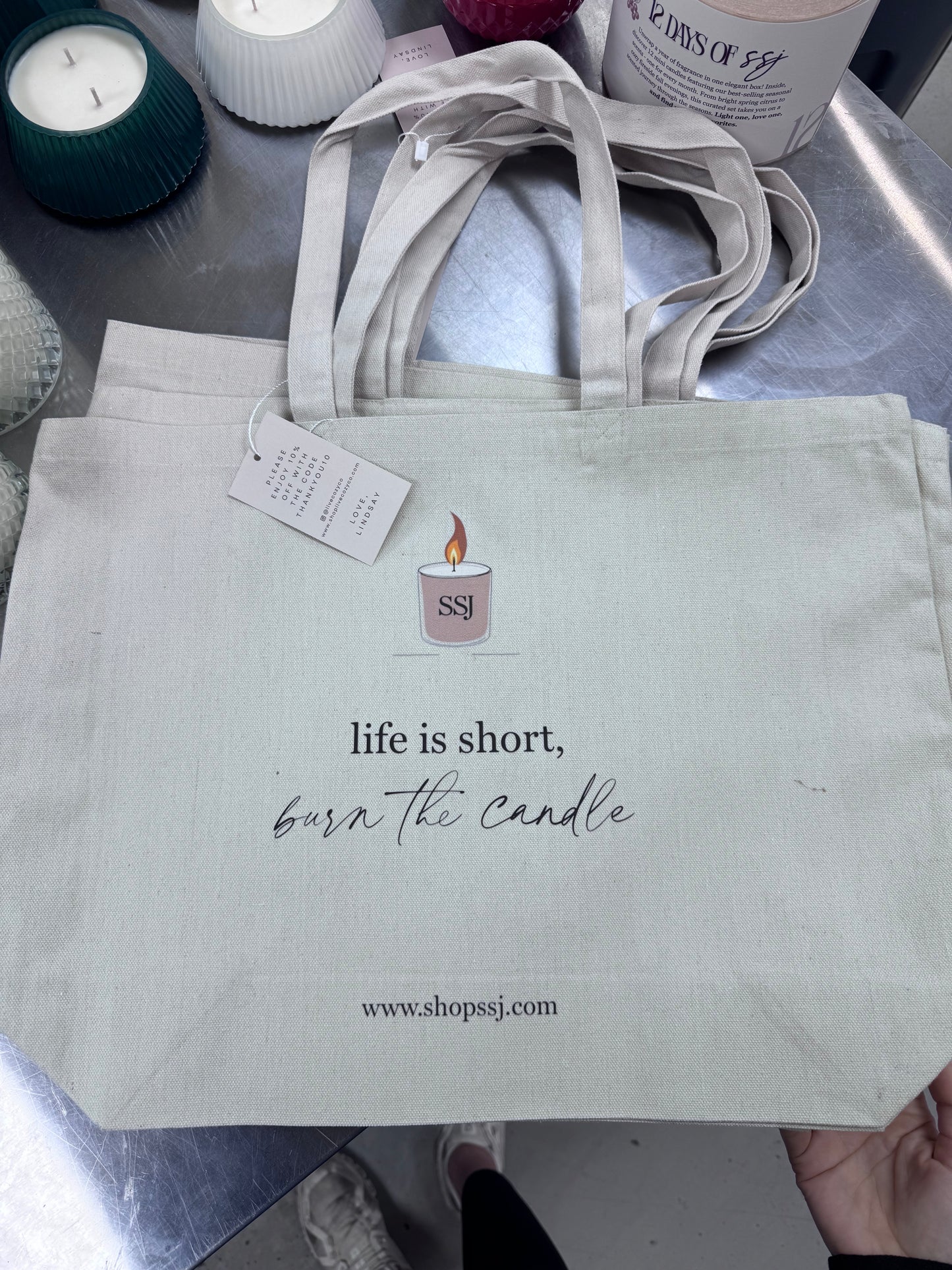 Life is short, burn the candle tote