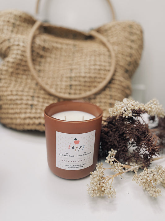Fall Happy Candle-Brown Bag Apple Pie